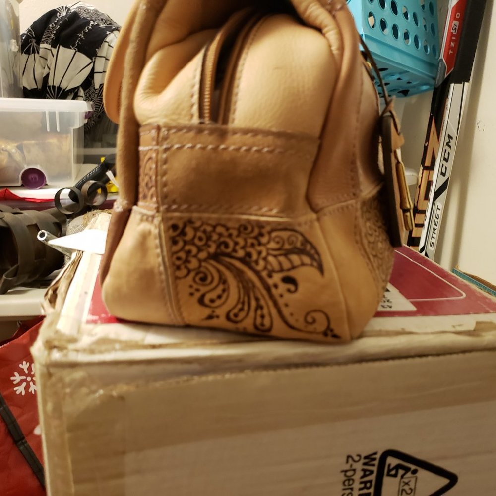 Fossil Patchwork Purse With Custom Pyrographed He… - image 5